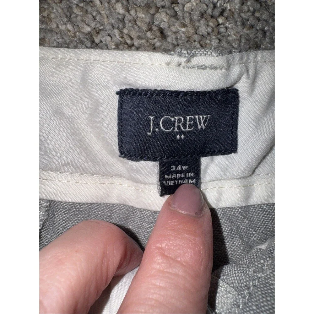Preppy J.Crew Linen/ Cotton Blend Shorts Flat Front Gray 34W Summer Casual